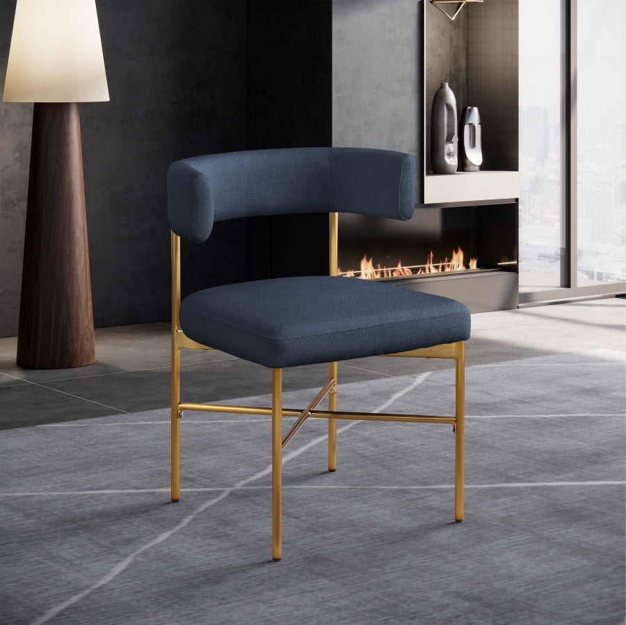 Chaise de salle à manger en tissu texturé en lin Rivage