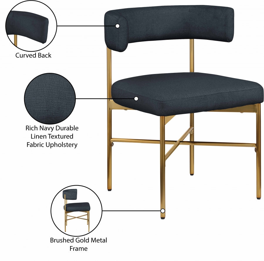 Chaise de salle à manger en tissu texturé en lin Rivage