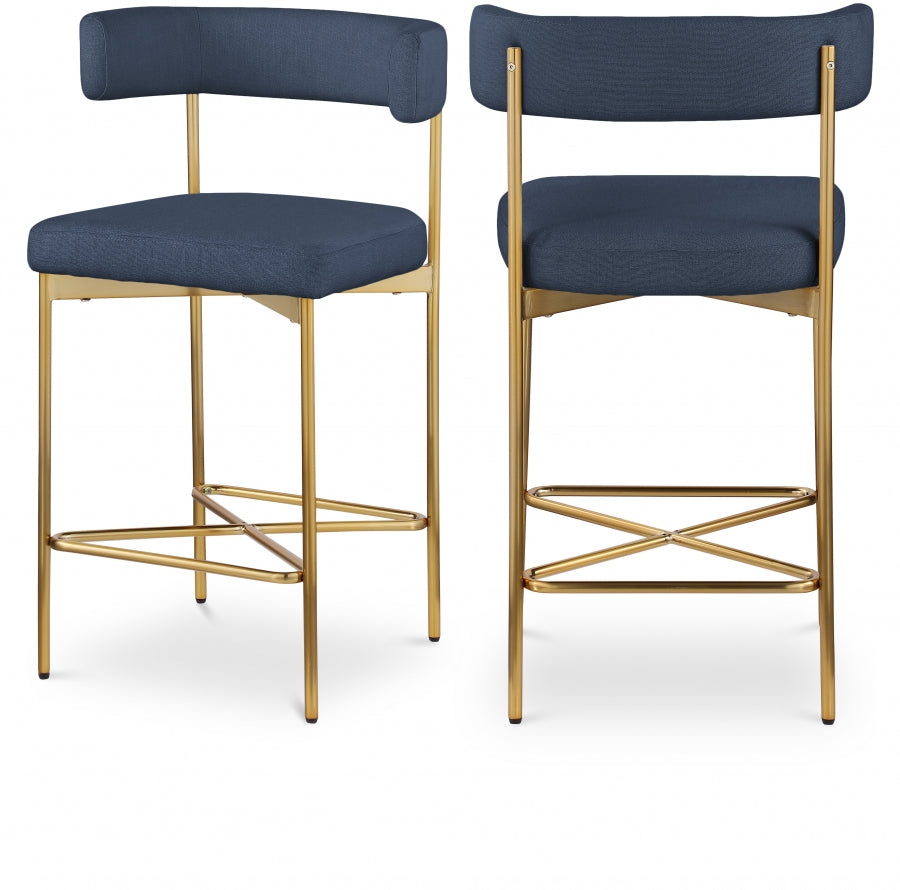 Tabourets de bar/comptoir en tissu texturé en lin Rivage