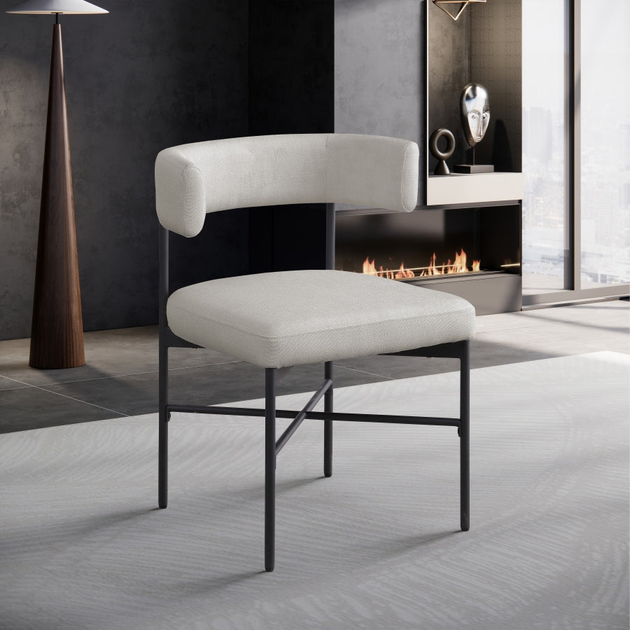 Chaise de salle à manger en tissu texturé en lin Rivage