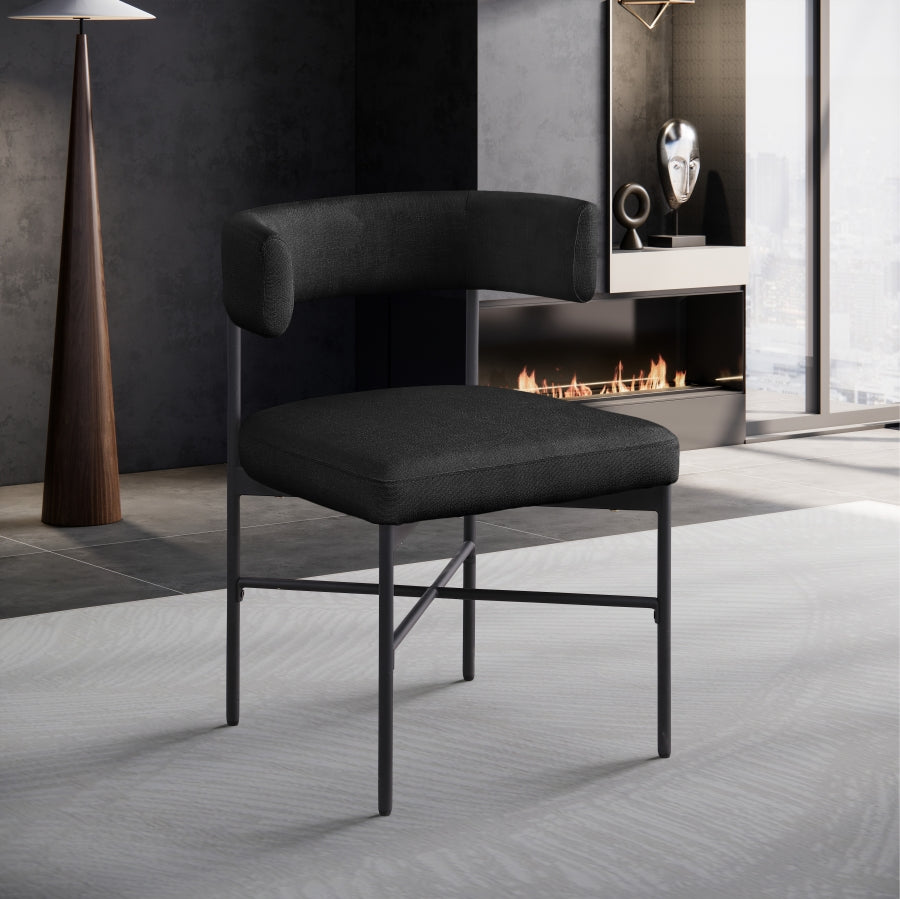 Chaise de salle à manger en tissu texturé en lin Rivage