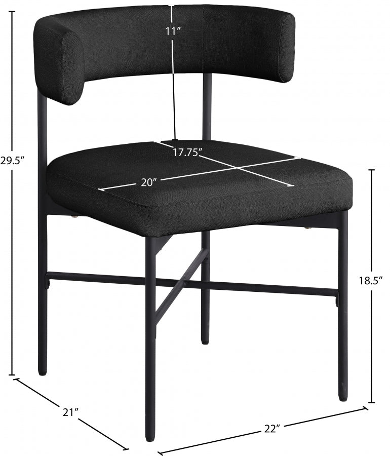 Chaise de salle à manger en tissu texturé en lin Rivage