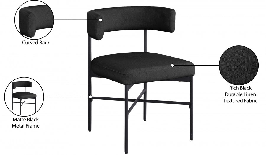Chaise de salle à manger en tissu texturé en lin Rivage