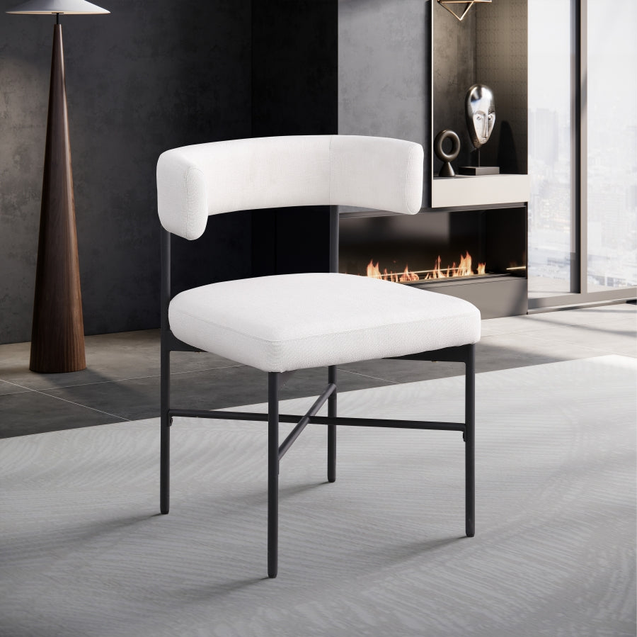 Chaise de salle à manger en tissu texturé en lin Rivage