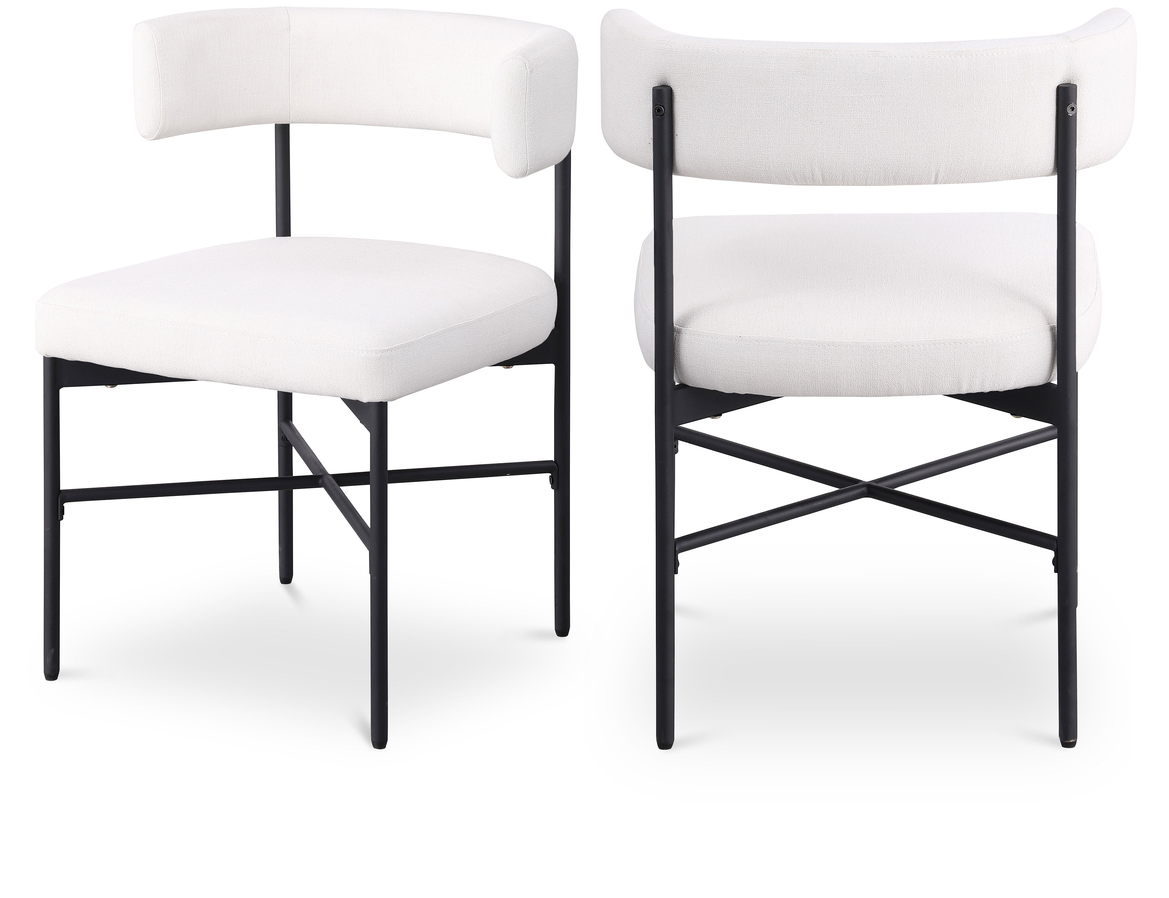 Chaise de salle à manger en tissu texturé en lin Rivage