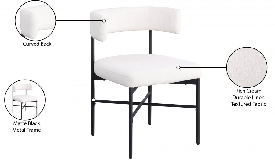 Chaise de salle à manger en tissu texturé en lin Rivage