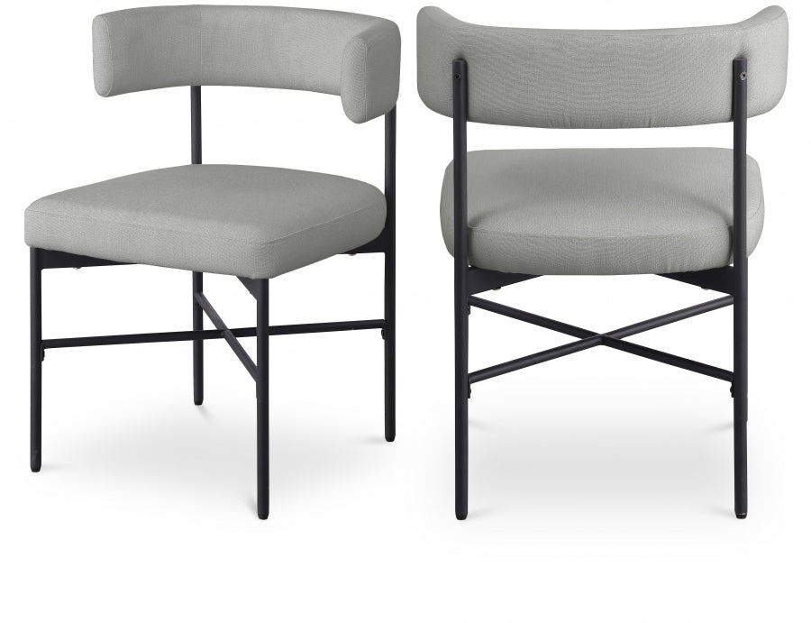 Chaise de salle à manger en tissu texturé en lin Rivage