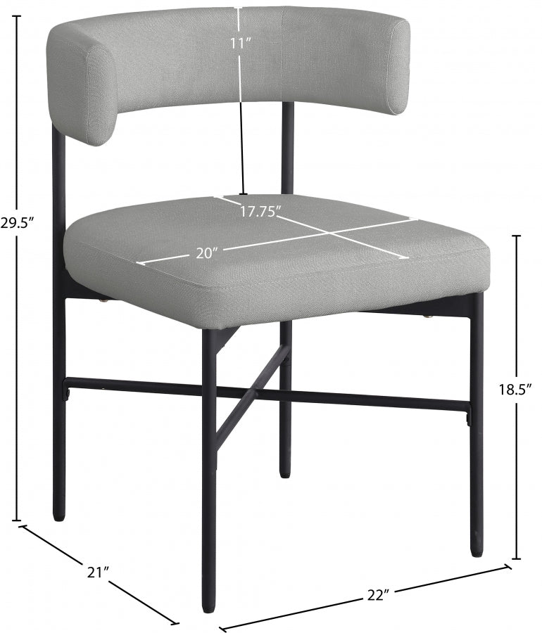 Chaise de salle à manger en tissu texturé en lin Rivage