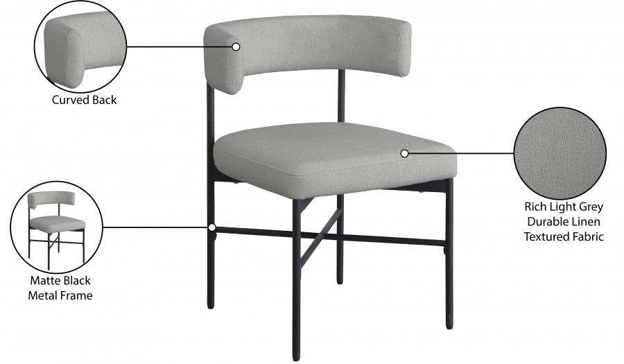 Chaise de salle à manger en tissu texturé en lin Rivage