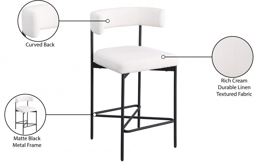 Tabourets de bar/comptoir en tissu texturé en lin Rivage