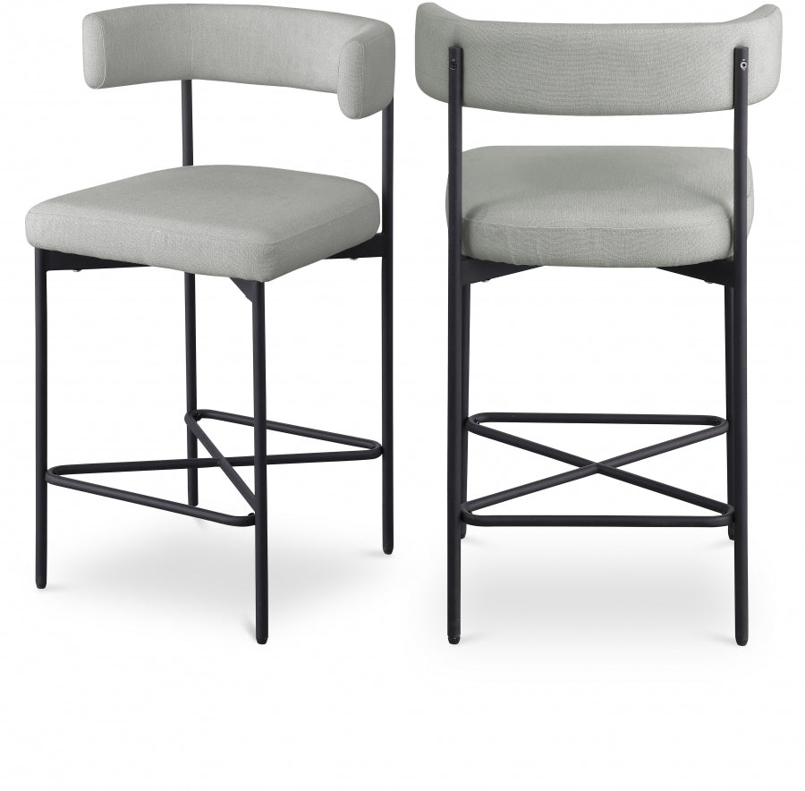 Tabourets de bar/comptoir en tissu texturé en lin Rivage