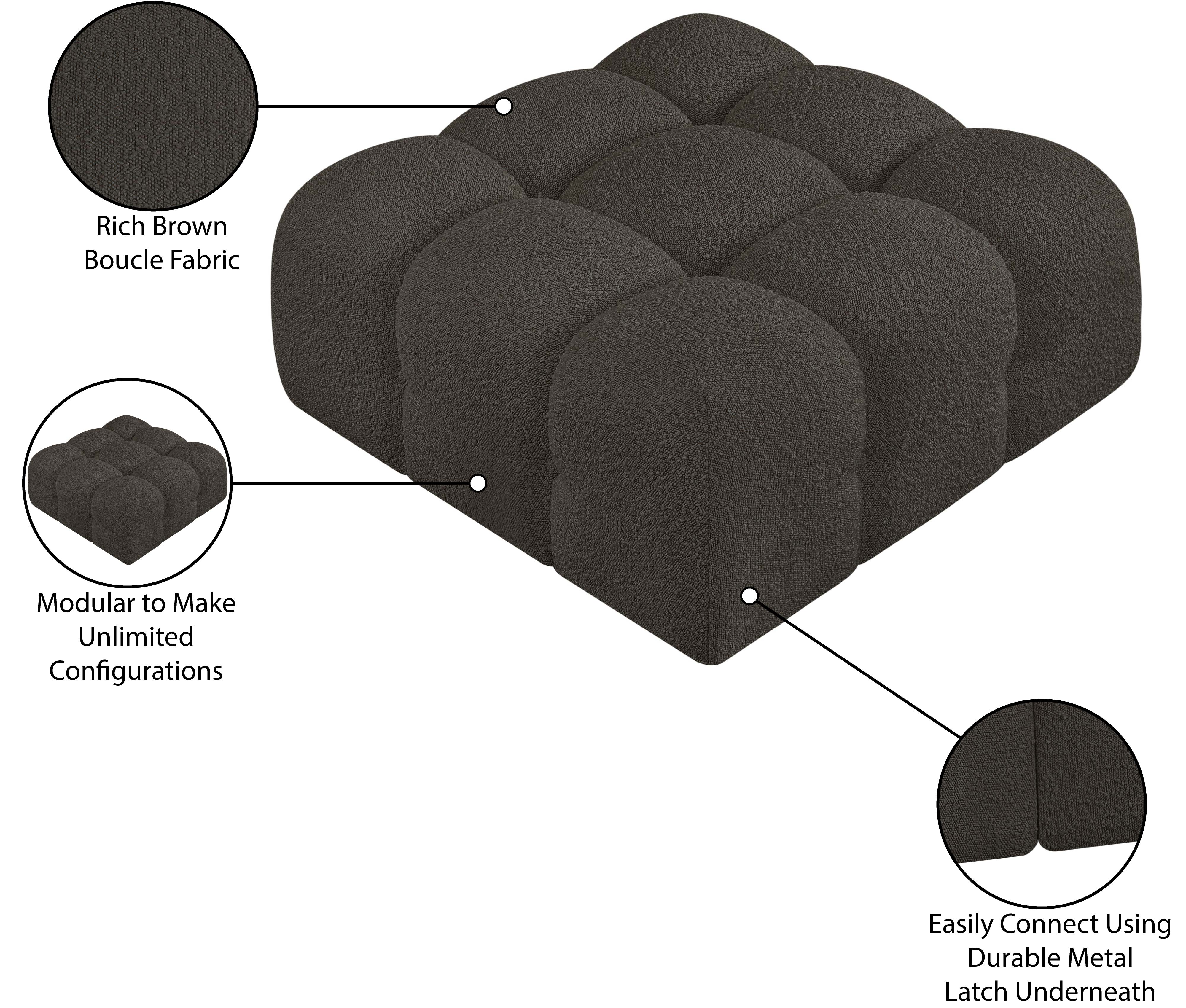 Pouf Ames en tissu bouclé