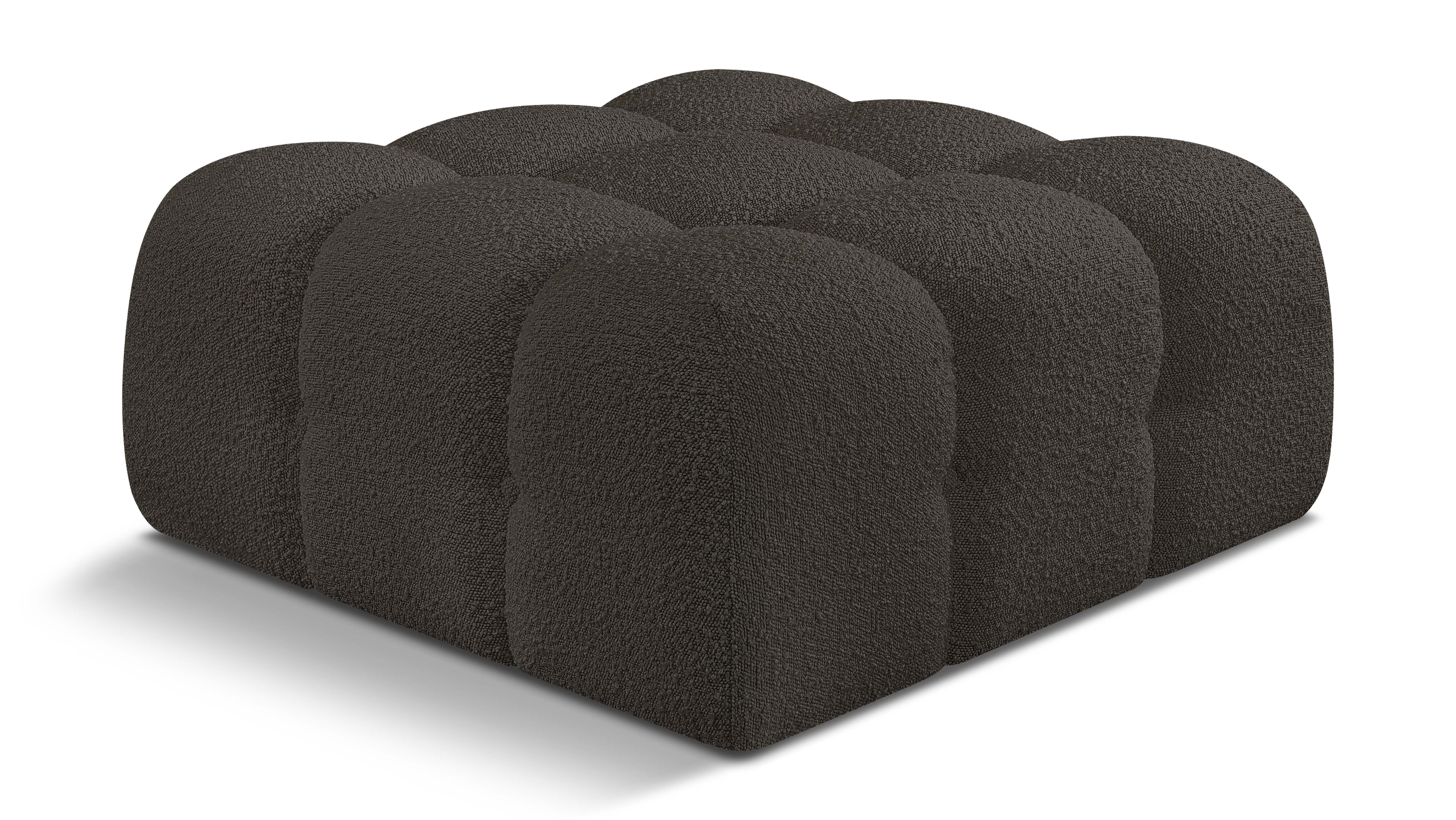 Pouf Ames en tissu bouclé