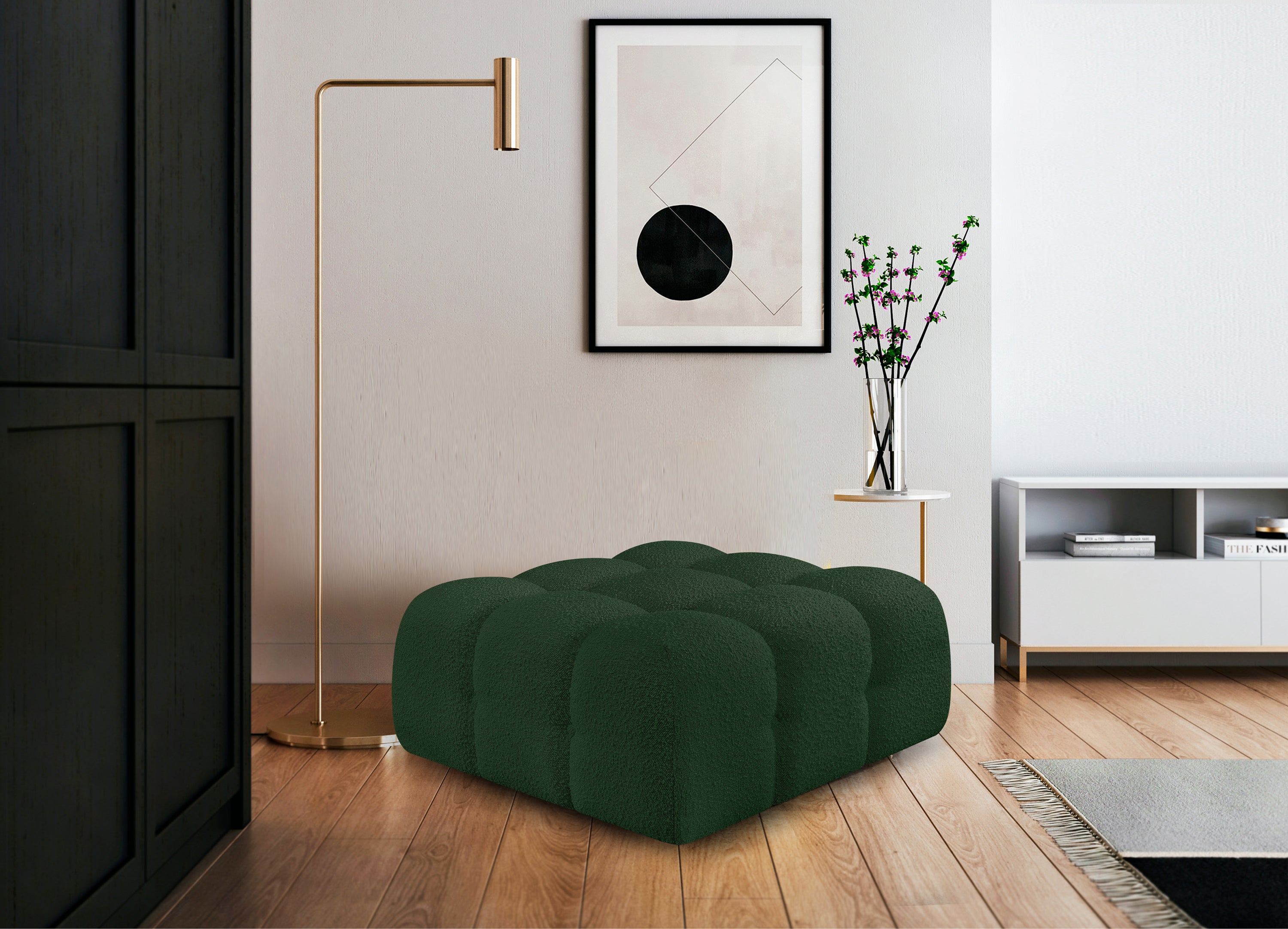 Pouf Ames en tissu bouclé