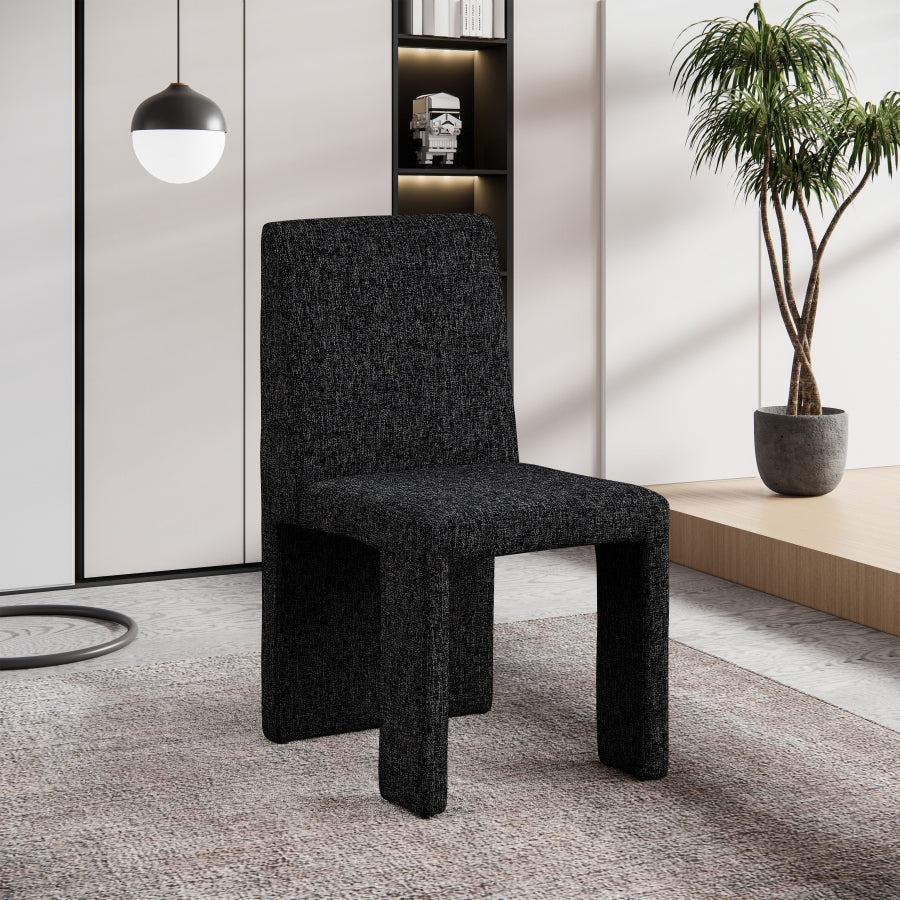 Chaise de salle à manger en tissu texturé en lin Benson