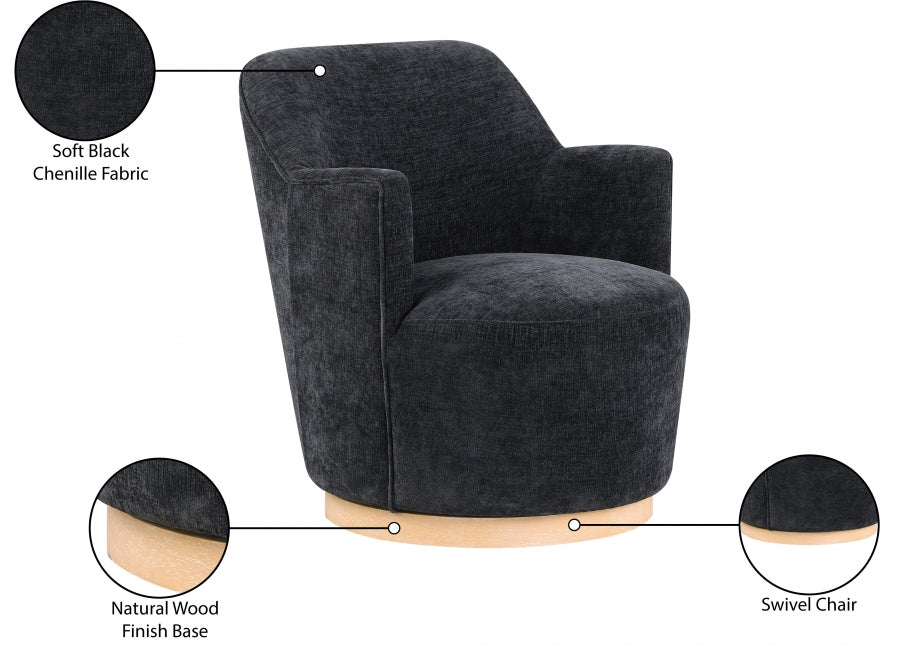 Fauteuil d'appoint pivotant en tissu chenille Clarita