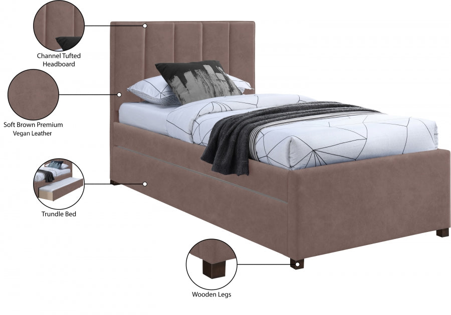 Lit gigogne simple en cuir végétalien Hudson