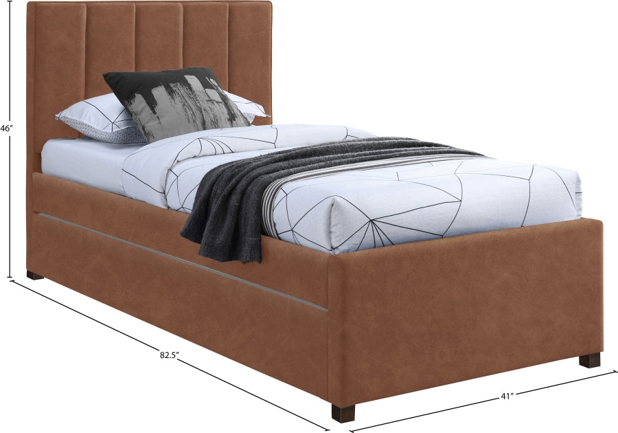 Lit gigogne simple en cuir végétalien Hudson