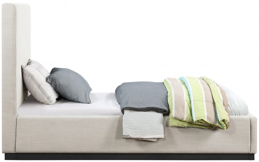 Lit simple en tissu texturé en lin Alfie