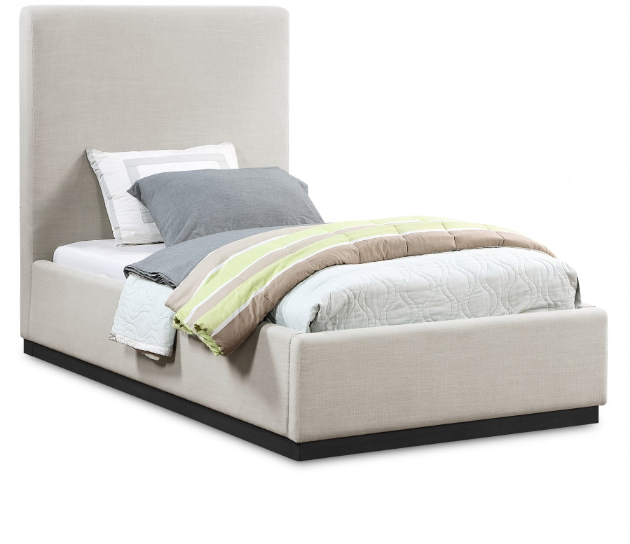 Lit simple en tissu texturé en lin Alfie