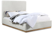 Lit queen size couleur crème en tissu texturé en lin Alfie