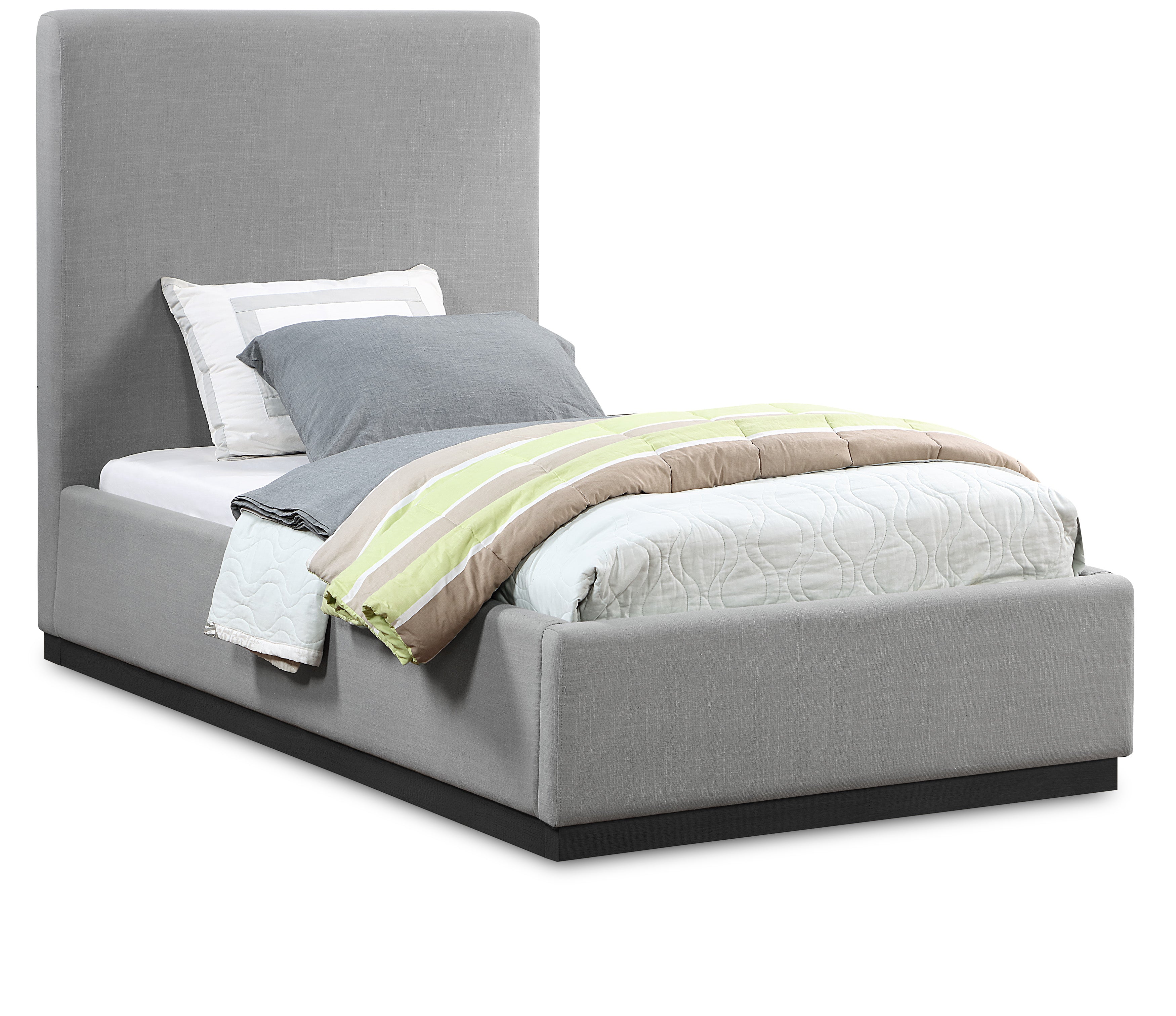 Lit simple en tissu texturé en lin Alfie