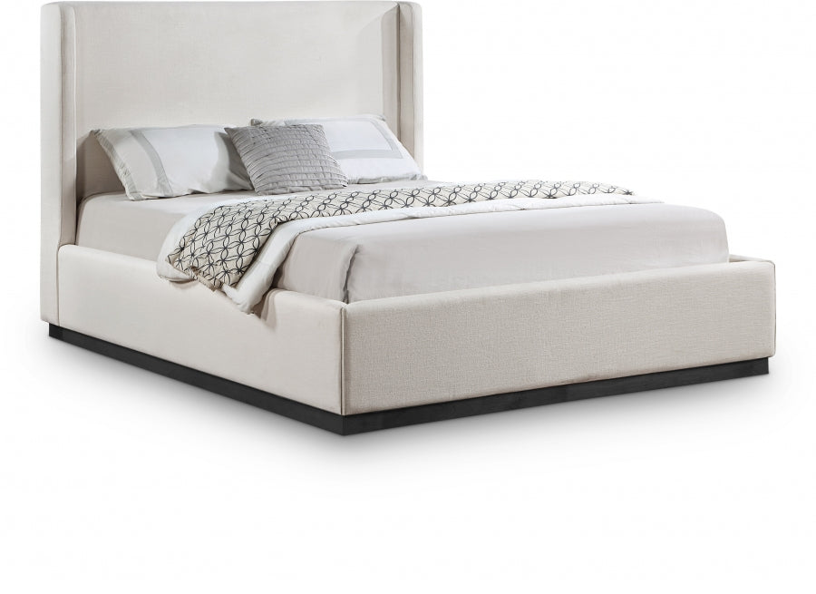 Lit double en tissu texturé en lin Flynn