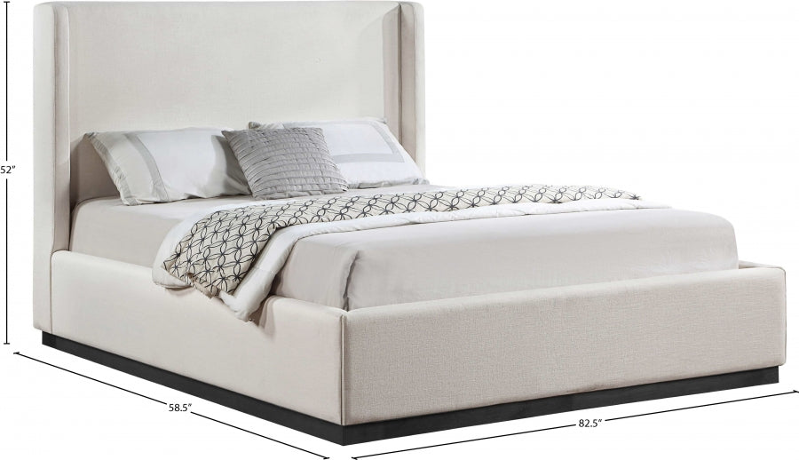 Lit double en tissu texturé en lin Flynn