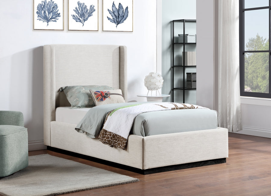 Lit simple en tissu texturé en lin Flynn