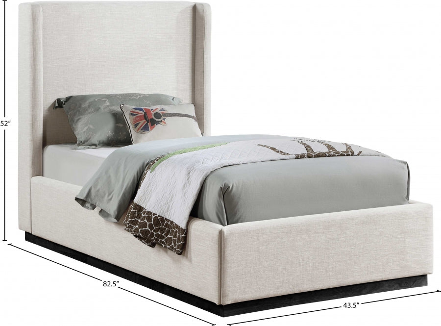 Lit simple en tissu texturé en lin Flynn
