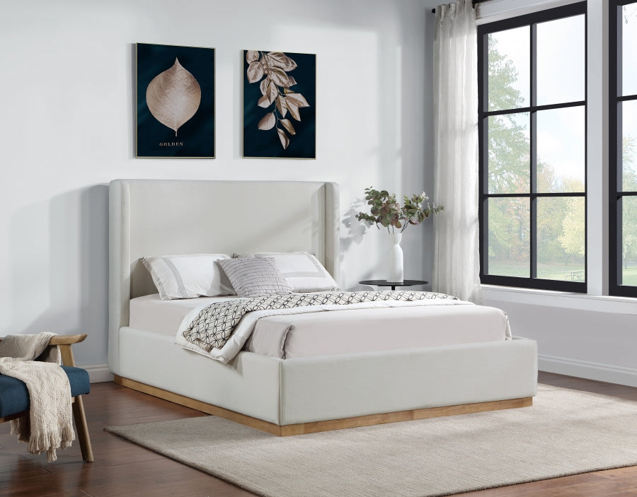 Lit double en tissu texturé en lin Flynn
