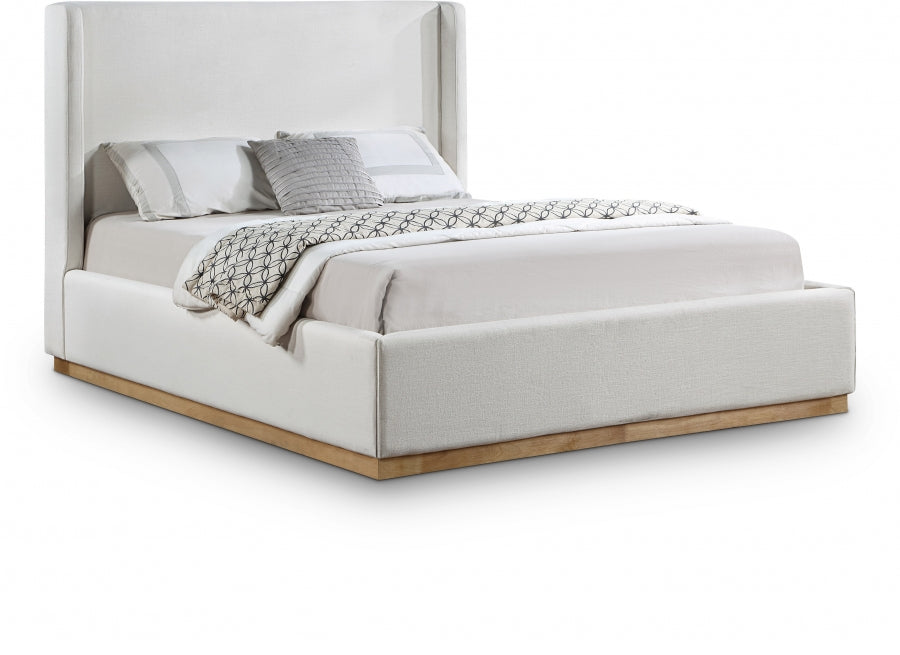 Lit double en tissu texturé en lin Flynn