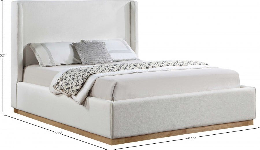 Lit double en tissu texturé en lin Flynn