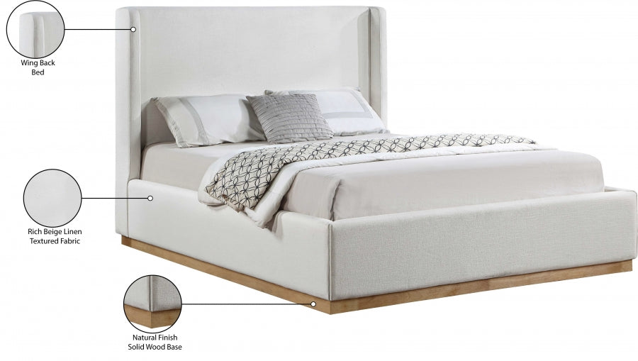 Lit double en tissu texturé en lin Flynn