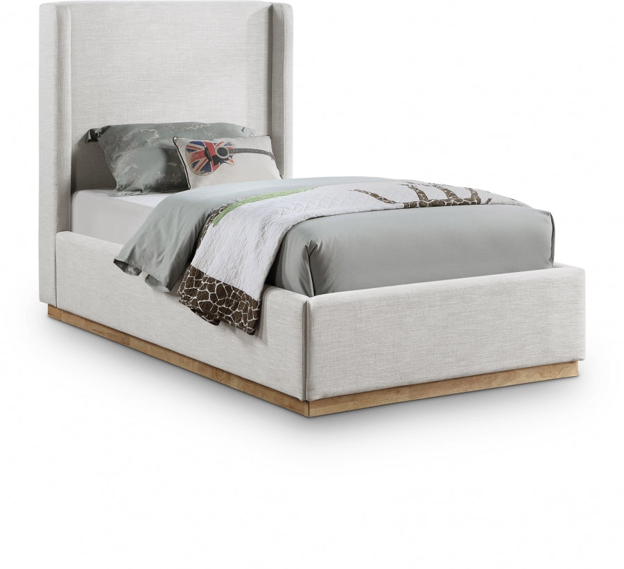 Lit simple en tissu texturé en lin Flynn