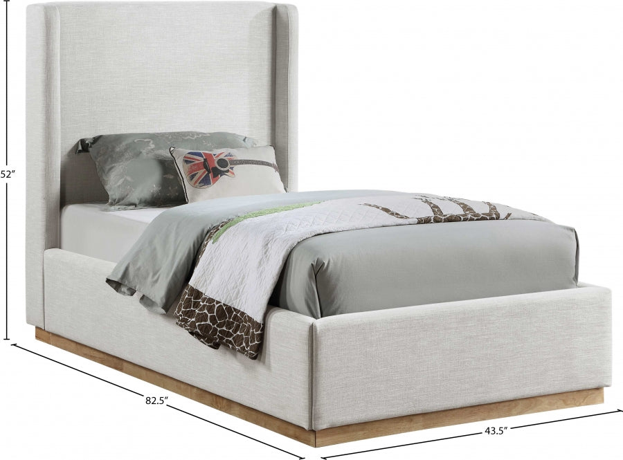 Lit simple en tissu texturé en lin Flynn