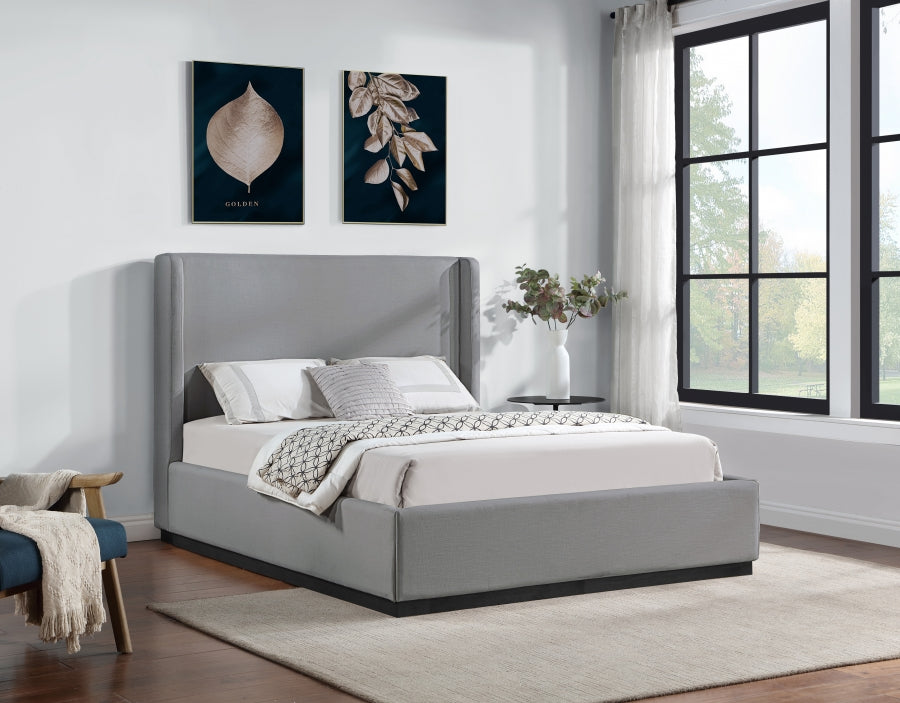 Lit double en tissu texturé en lin Flynn