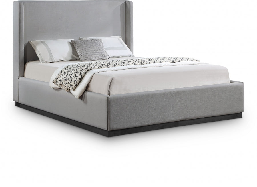 Lit double en tissu texturé en lin Flynn