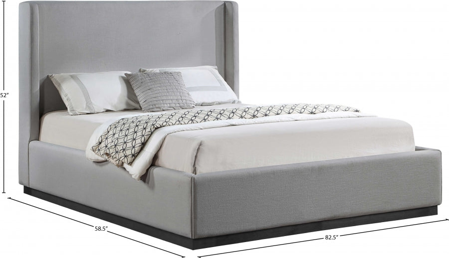 Lit double en tissu texturé en lin Flynn