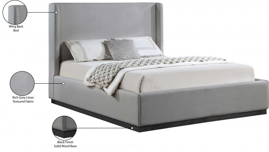 Lit double en tissu texturé en lin Flynn