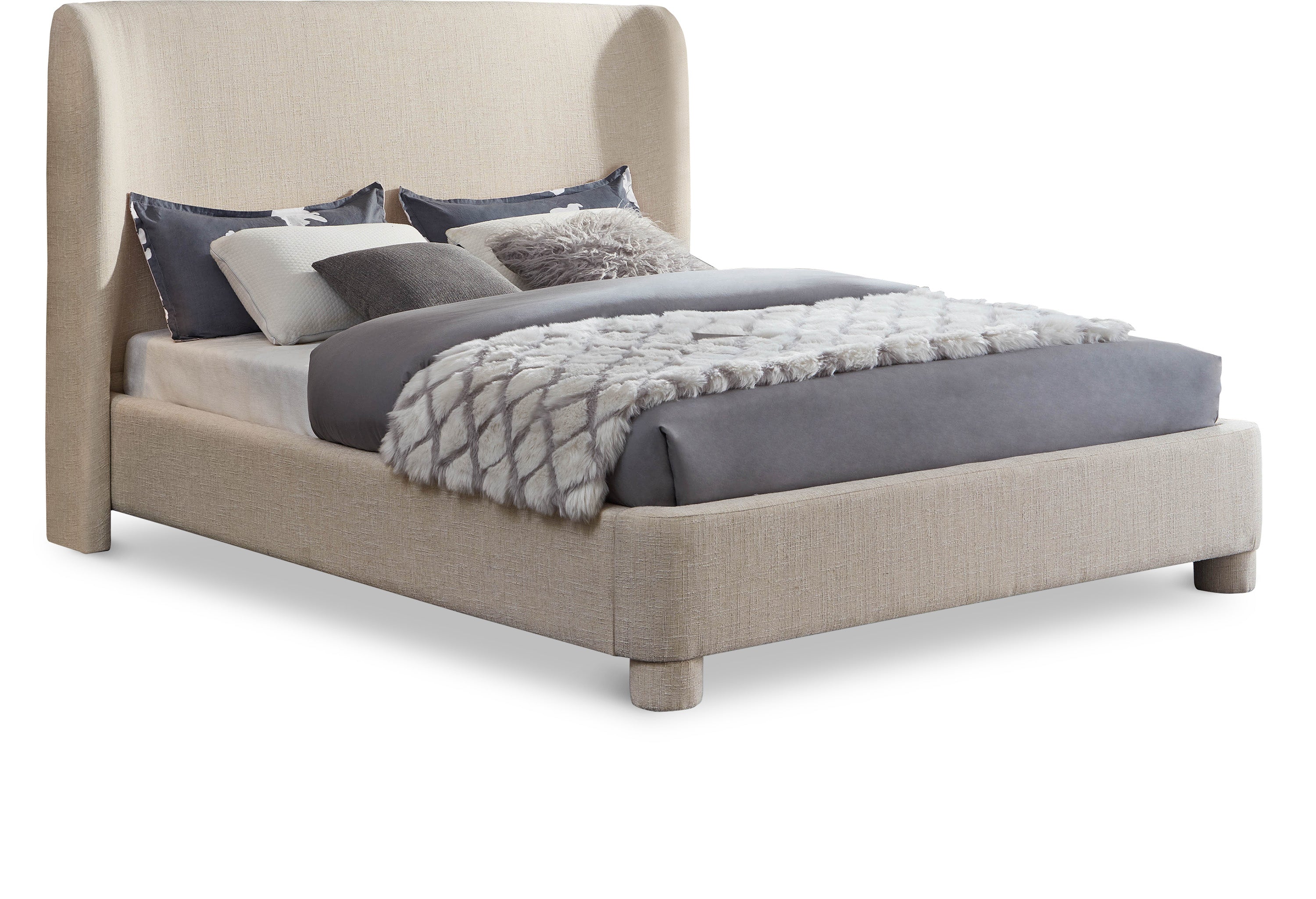 Lit double en tissu texturé Penny Linen