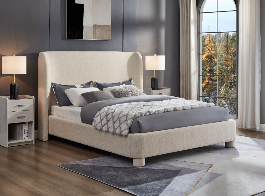 Lit king size en tissu texturé Penny Linen