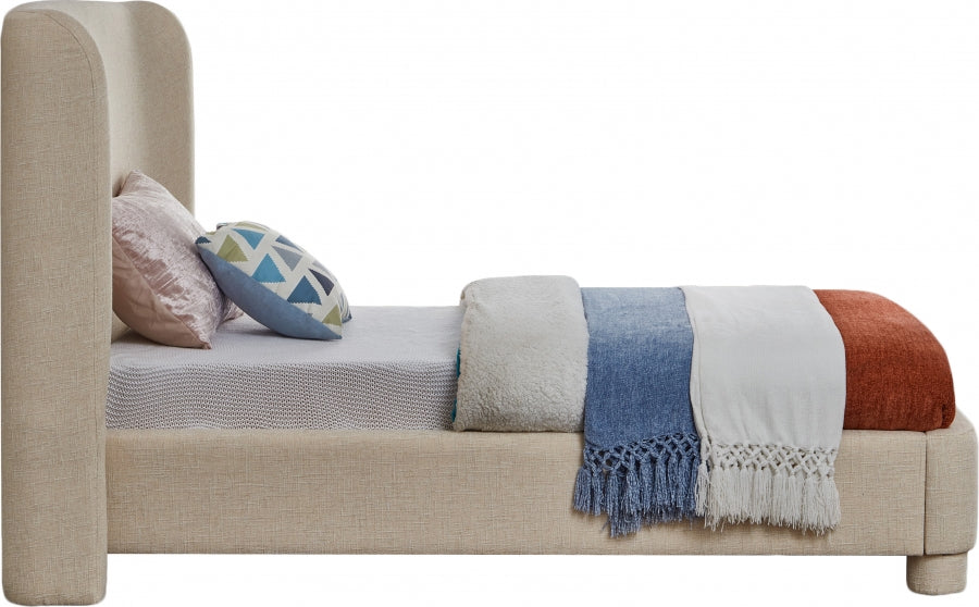 Lit simple en tissu texturé Penny Linen