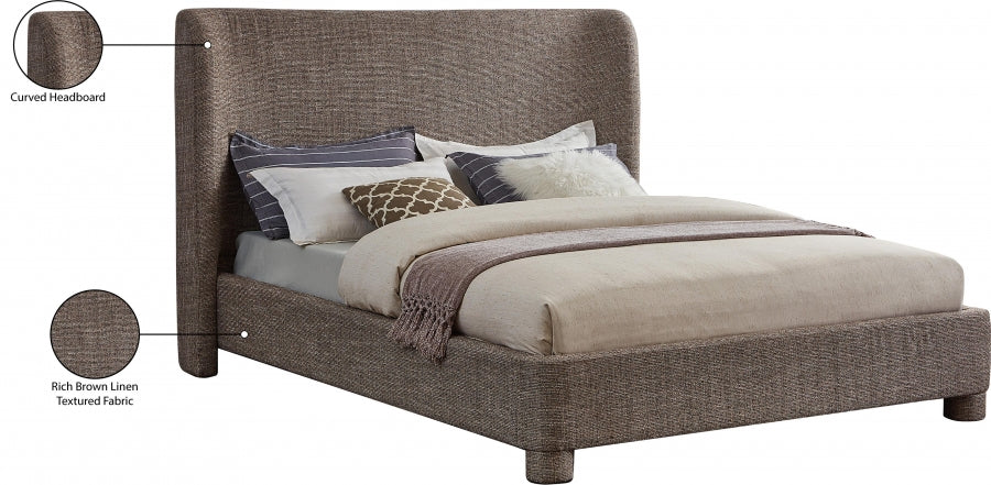 Lit king size en tissu texturé Penny Linen