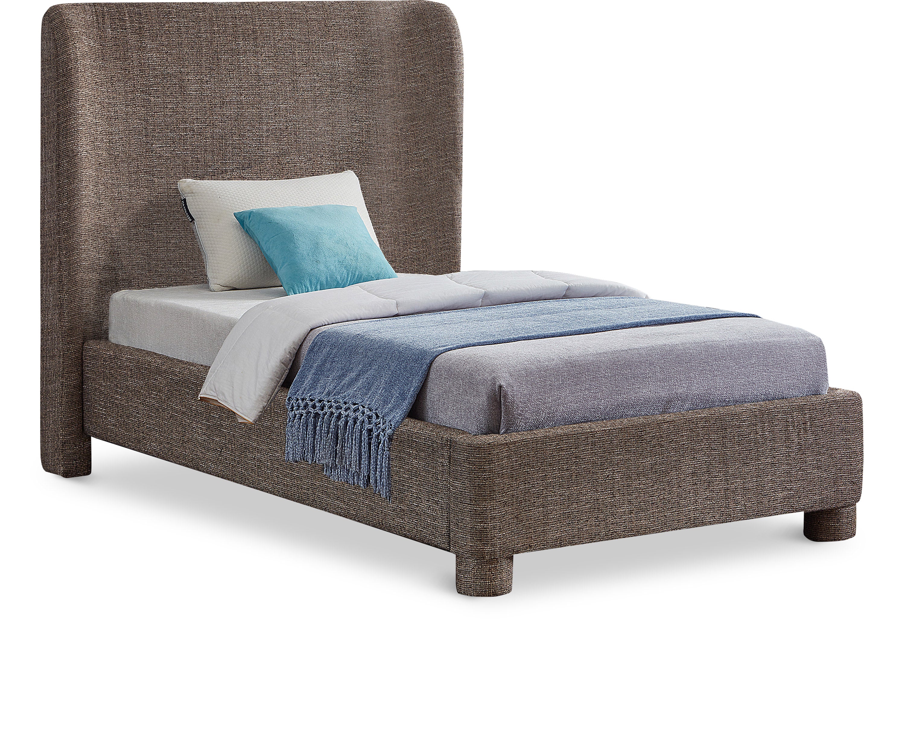 Lit simple en tissu texturé Penny Linen