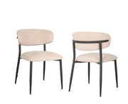 Chaises Gianna en tissu beige | Dossier incurvé et pattes noires