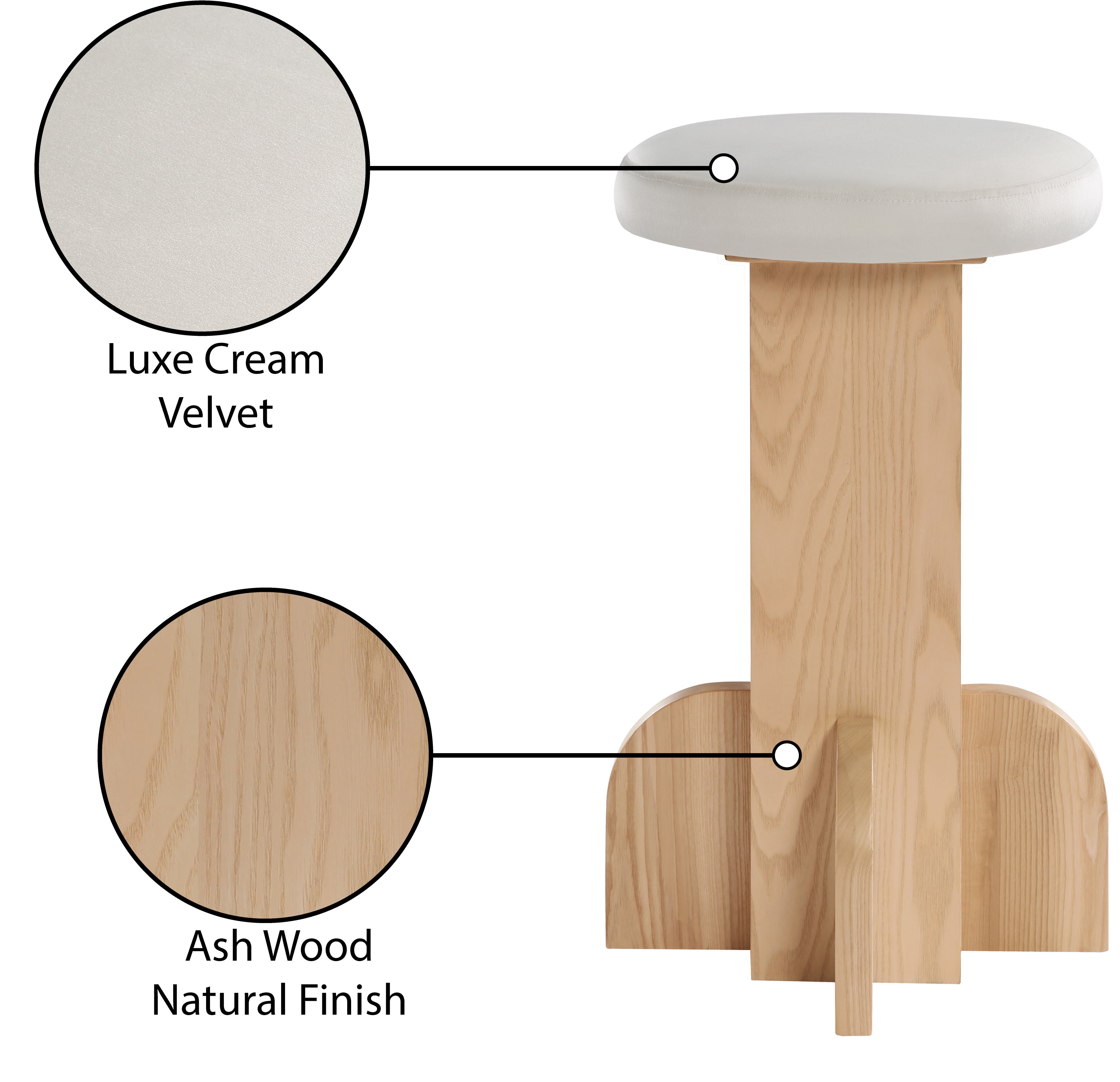 Tabouret de bar/comptoir en velours Wyatt