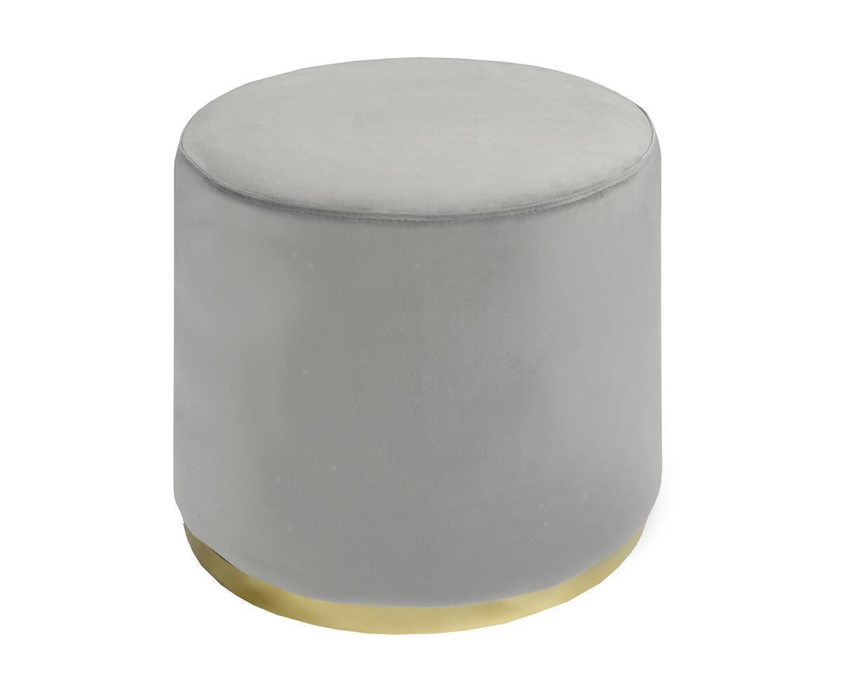 Pouf rond en suède avec base en acier inoxydable doré pour petits espaces ( Meuble Mtl ) 