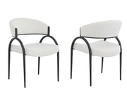 Chaises Alessia en tissu crème | Cadre incurvé en fer noir (Duo)