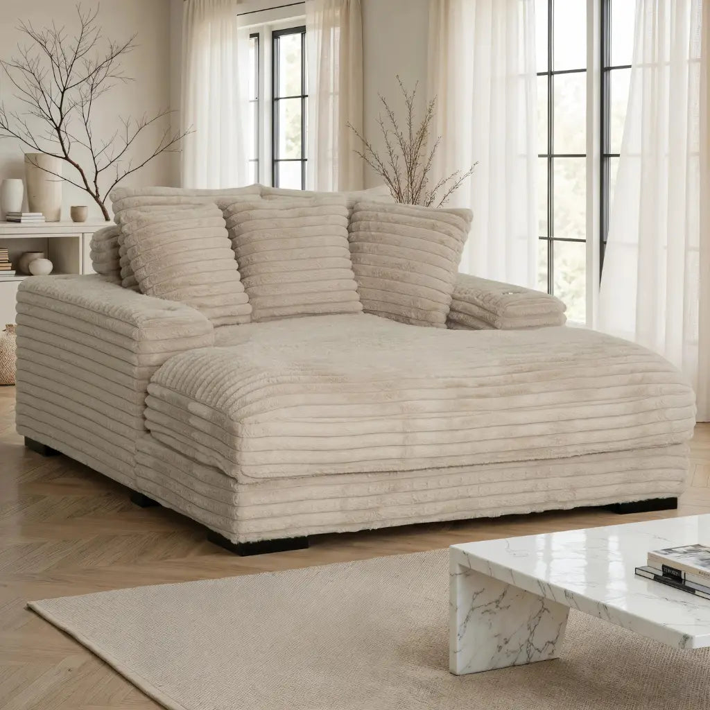 Lounger Cuddler Taupe | Détente Connectée et Port USB